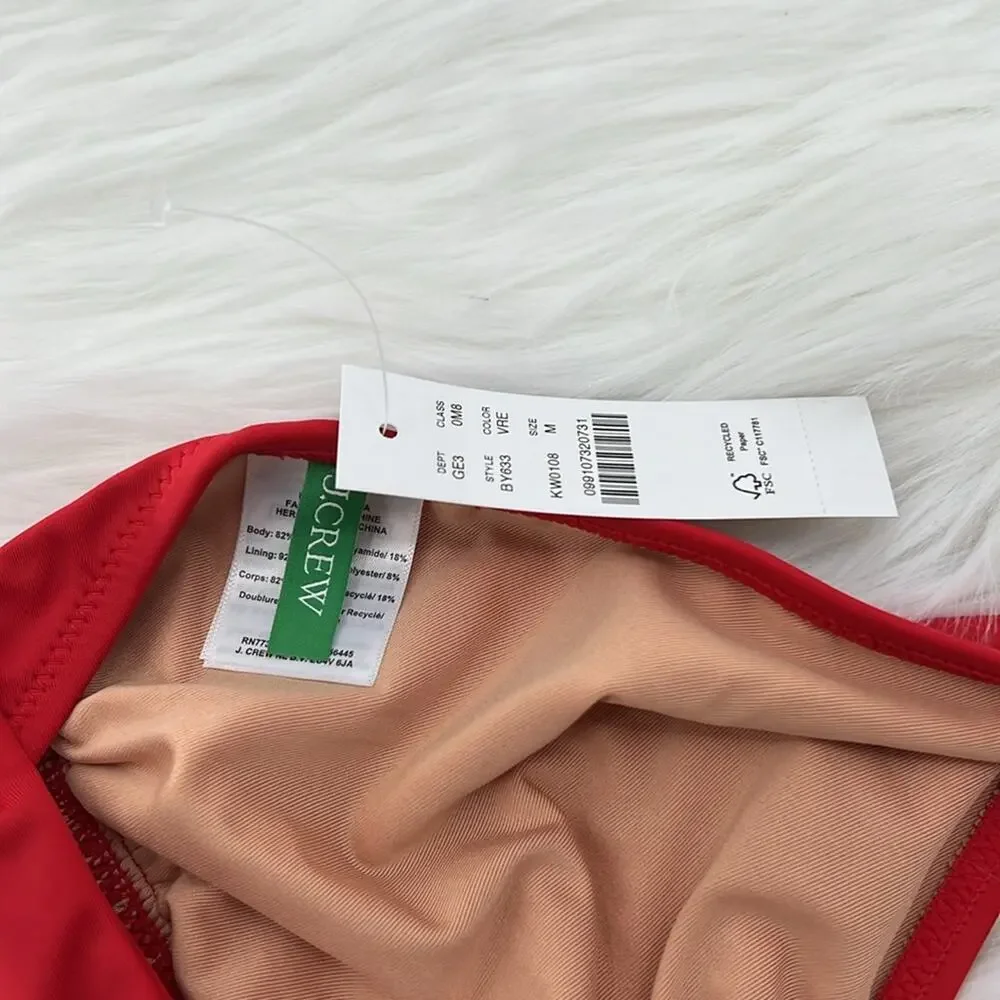 J. Crew Women's DD halter tie-back bikini top - Red - Medium - New with tags
